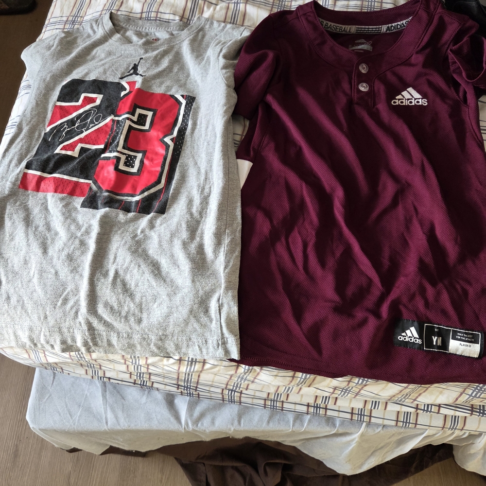 Adidas Kids Burgundy Polo and Gray Graphic Tee Set